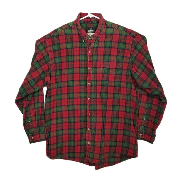 RedHead Flannel Button-Up Shirt Men's 2XLT Tall Red/Green Plaid Long Sleeves - Picture 1 of 9